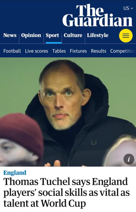 英格兰世界杯选人标准：以社交技能与兄弟情谊